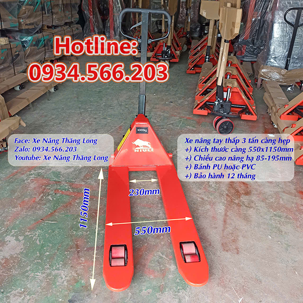 Nâng Tay Thấp 3 Tấn Càng Hẹp